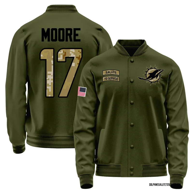 Youth Trey Moore Miami Dolphins Olive Salute to Service Sideline Performance Jacket